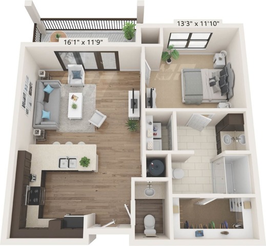 A2-V2 | 1x1 | 764 sq ft