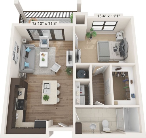 A1 | 1x1 | 678 sq ft