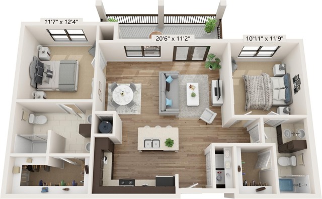 B1 | 2x2 | 1026 sq ft