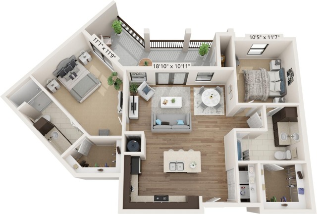 B2 | 2x2 | 1055 sq ft