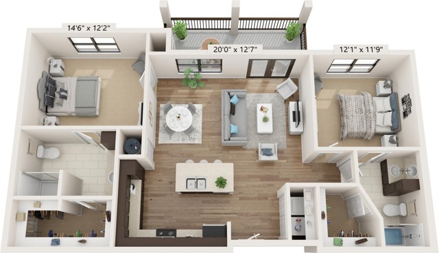 B3 | 2x2 | 1120sq ft