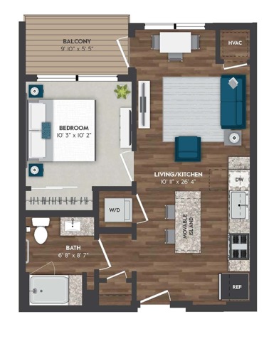 B4 | 1x1 | 582 sq ft