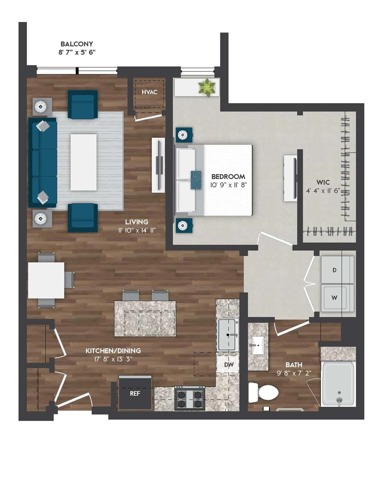 B10 | 1x1 | 813 sq ft