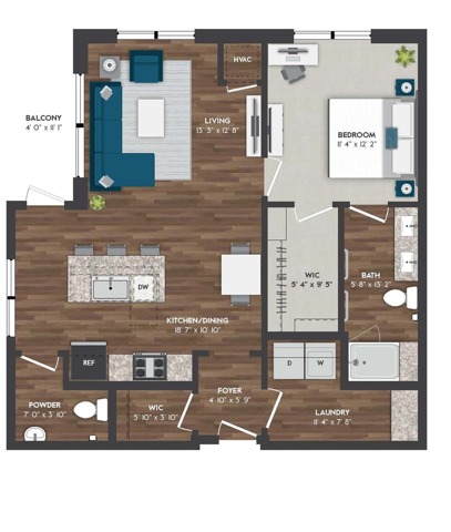B12 | 1x1 | 931 sq ft