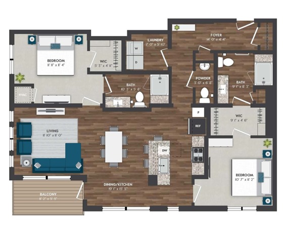 C6 | 2x2 | 1222 sq ft