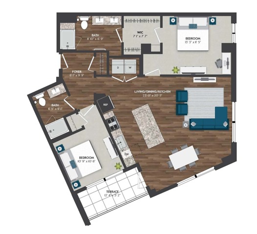 TH2 | 2x2 | 1151 sq ft