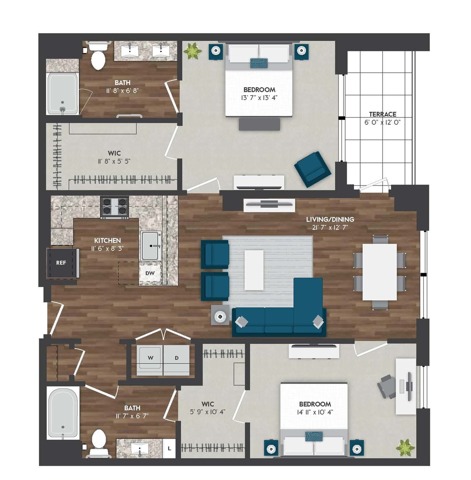 TH3 | 2x2 | 1210 sq ft