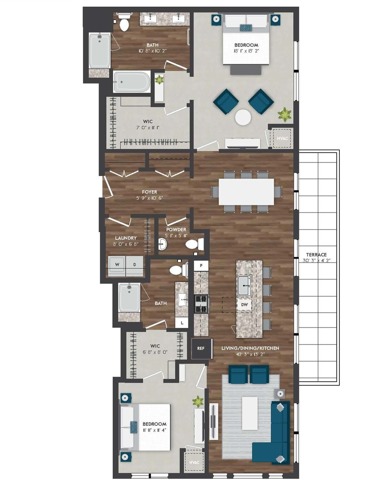 PH2 | 2x2 | 1578 sq ft