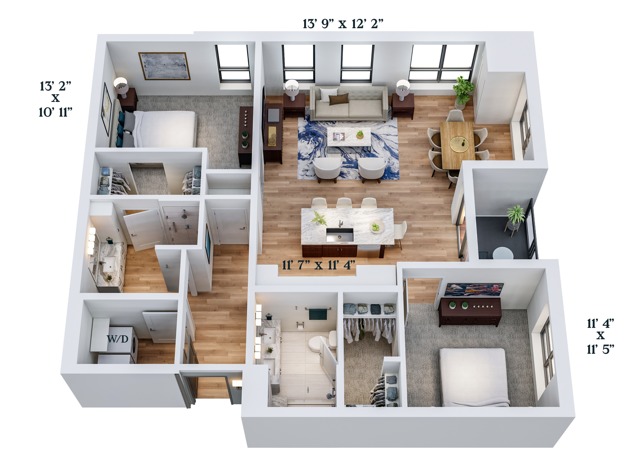 C11 | 2x2 | 1209 sq ft