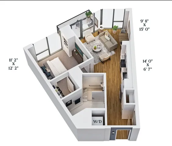 B2 | 1x1 | 658 sf