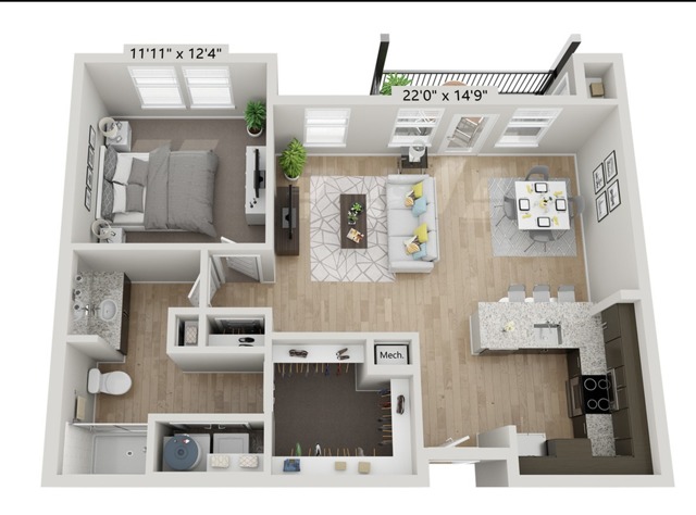 A2-1BR/1BA | 1x1 | 811 sq ft