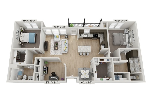 B2-2BR/2BA | 2x2 | 1294 sq ft