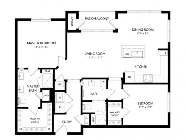 B2A | 2 bed 2 bath | from 1158 square feet