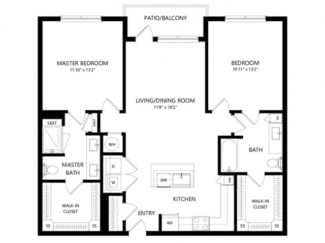 B1a | 2 bed 2 bath | from 1123 square feet
