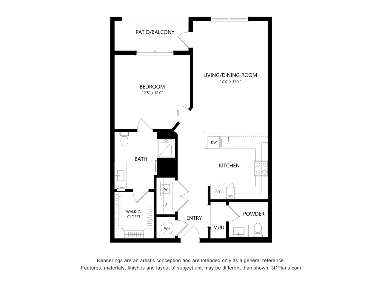 A3-HC | 1 bed 1 bath | from 849 square feet