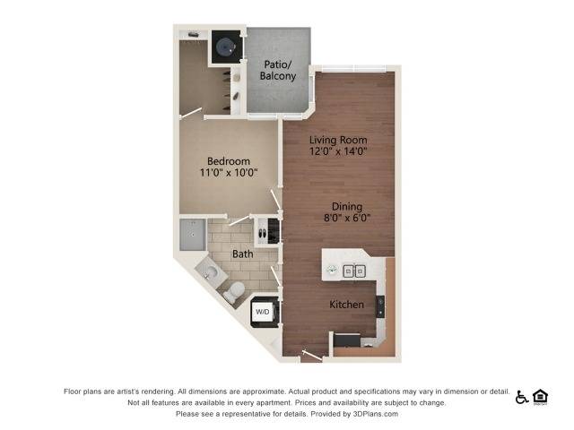 Pistachio | 1 bed 1 bath | 664 sq ft