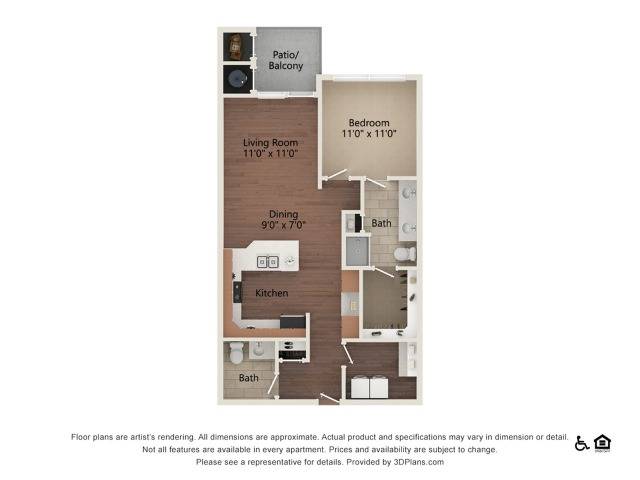 Eucalyptus | 1 bed 1.5 bath | 895 sq ft