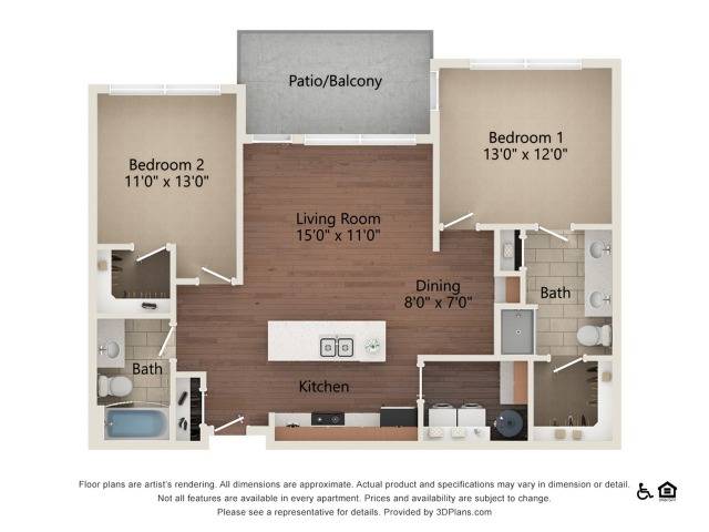 Dewberry | 2 bed 2 bath | 1068 sq ft
