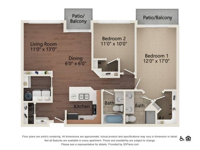 Olive | 2 bed 2 bath | 1171 sq ft