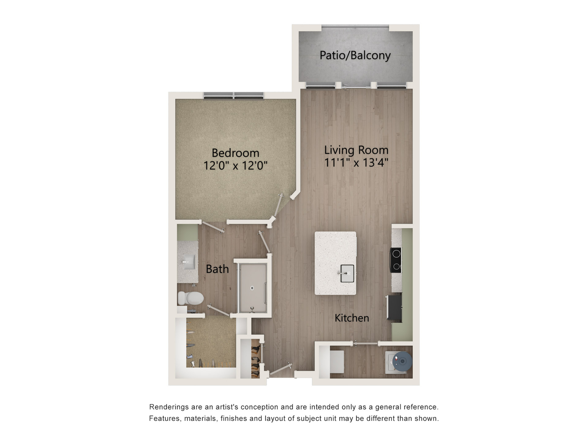 Oak 2 | 1x1 | 834 sf