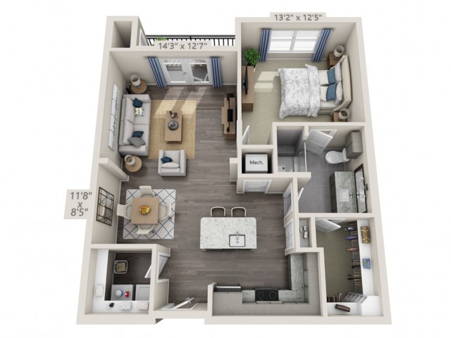 A2 | 1 bed 1 bath | from 846 square feet