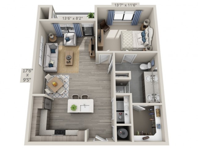 A7 | 1 bed 1 bath | from 852 square feet