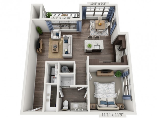A7 | 1 bed 1 bath | from 834 square feet