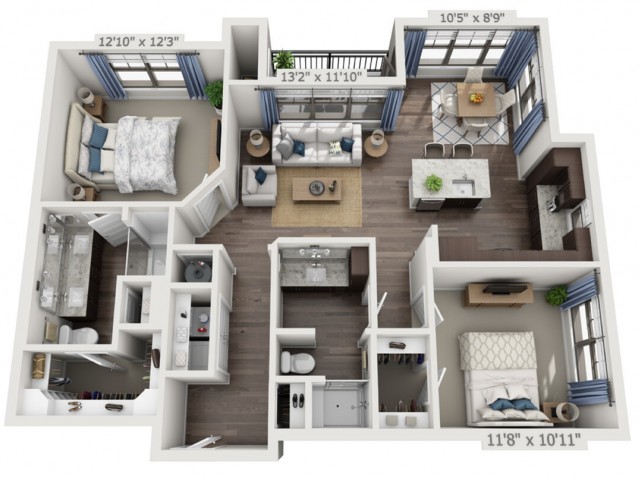 B2a | 2 bed 2 bath | from 1126 square feet