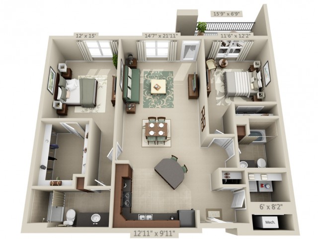 Exposition | 2 bed 2 bath | from 1320 square feet
