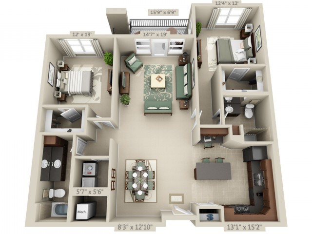 Opus | 2 bed 2 bath | from 1432 square feet