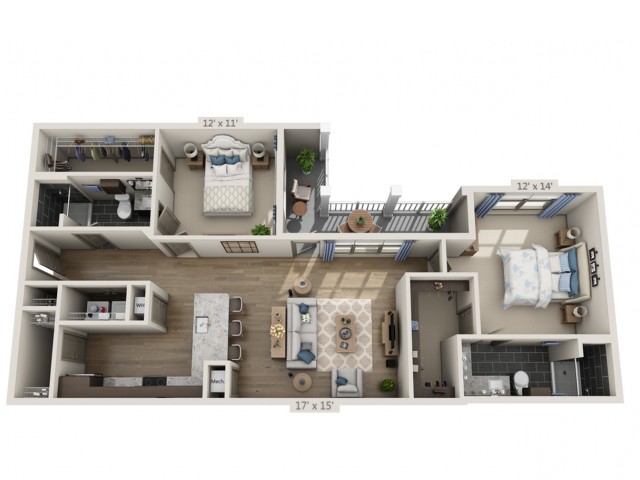 B5 | 2 bed 2 bath | from 1277 square feet