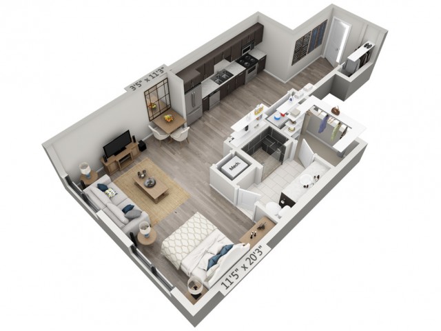 E1 | Studio1 bath | from 685 square feet