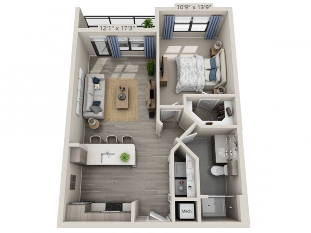 A1B | 1 bed 1 bath | from 723 square feet