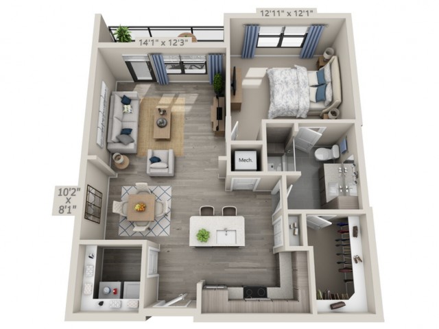 A2 | 1 bed 1 bath | from 846 square feet