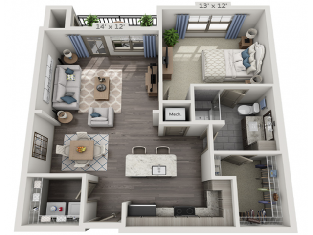 A2 | 1 bed 1 bath | from 845 square feet