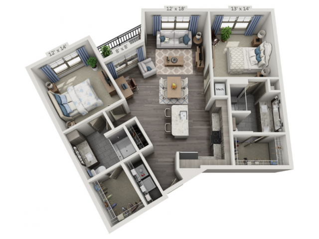 B4 | 2 bed 2 bath | from 1202 square feet