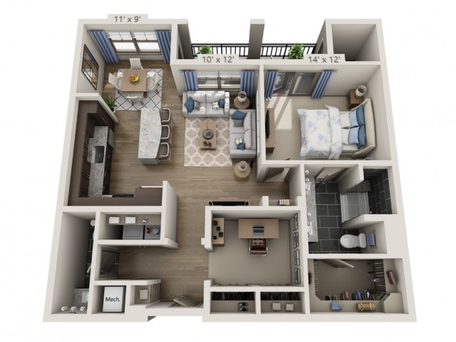 Franklin | 1 bed 2 bath | from 967 square feet