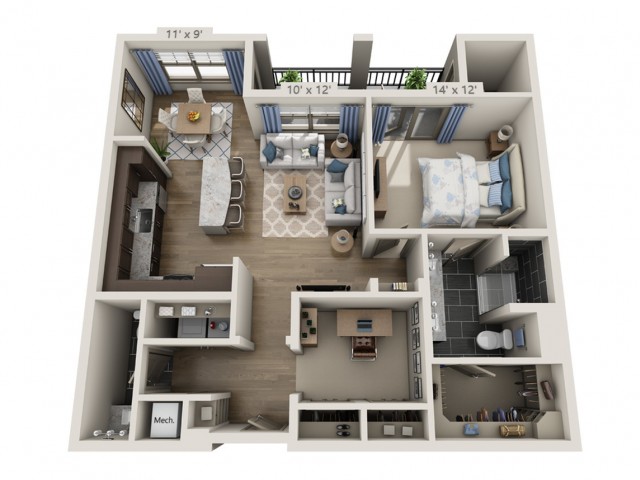 Franklin A | 1 bed 2 bath | from 1035 square feet