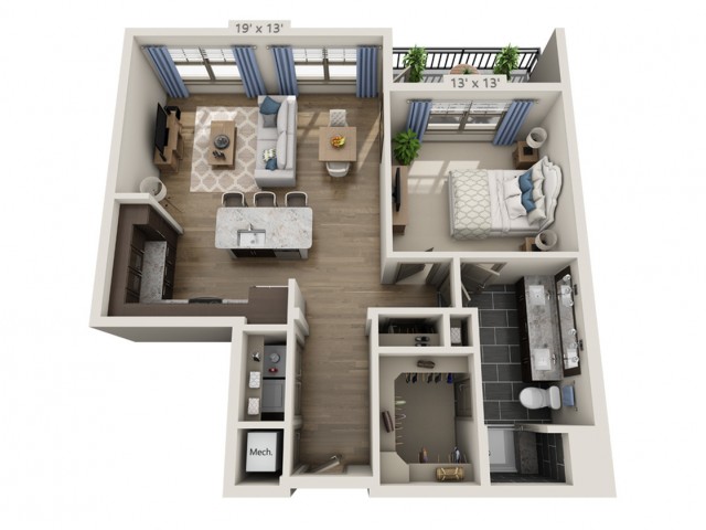 Simon A | 1 bed 1 bath | from 791 square feet