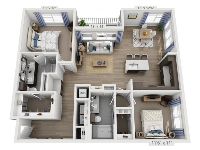 Taylor A | 2 bed 2 bath | from 1306 square feet