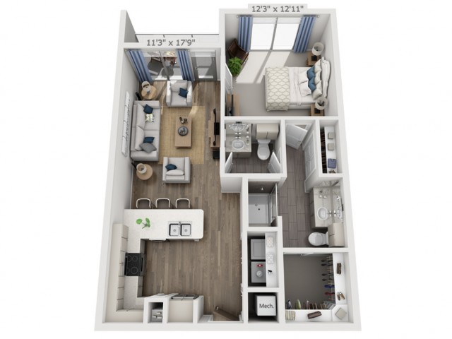 C1 | 1 bed 2 bath | from 805 square feet