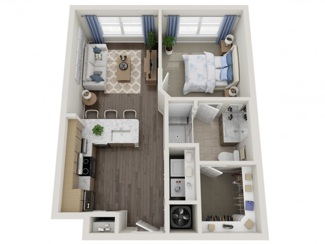 A1 | 1 bed 1 bath | from 598 square feet