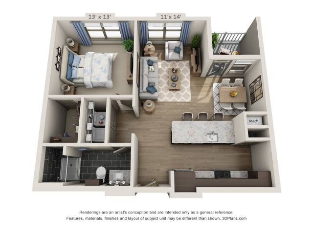 A3 | 1 bed 1 bath | from 797 square feet
