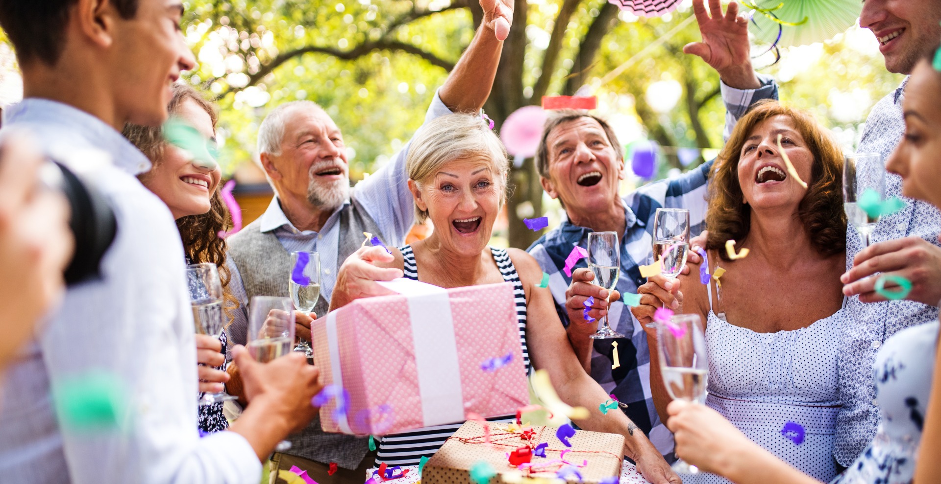 Friends having fun at outdoor party