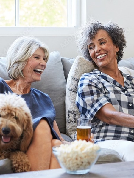 Friends watching TV together