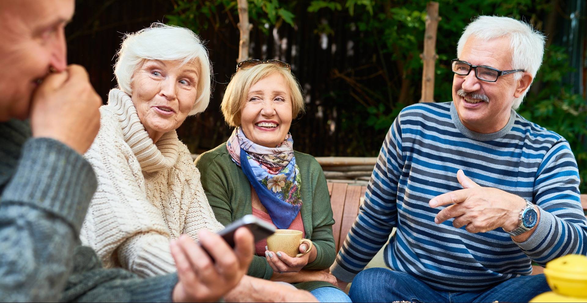 Seniors having fun talking