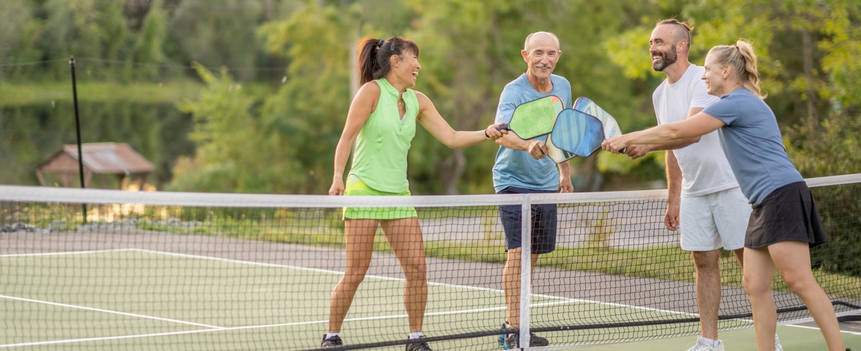 Residents playing tennis