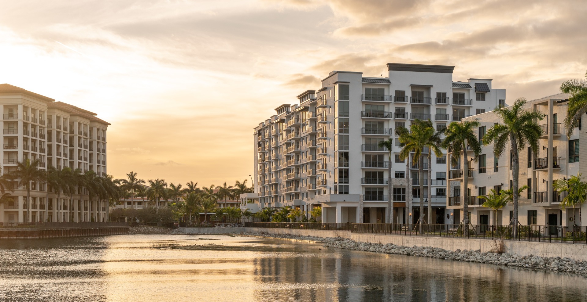 Community Exterior at Sunset