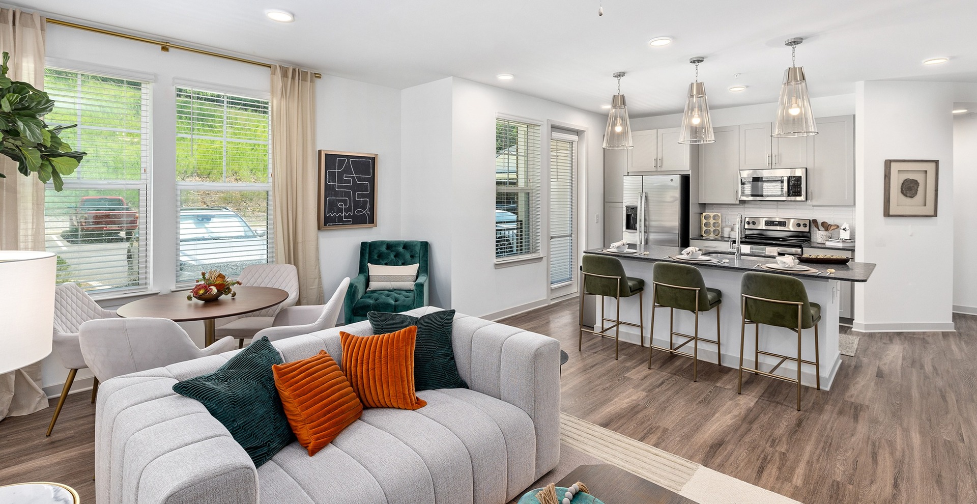 kitchen and living space