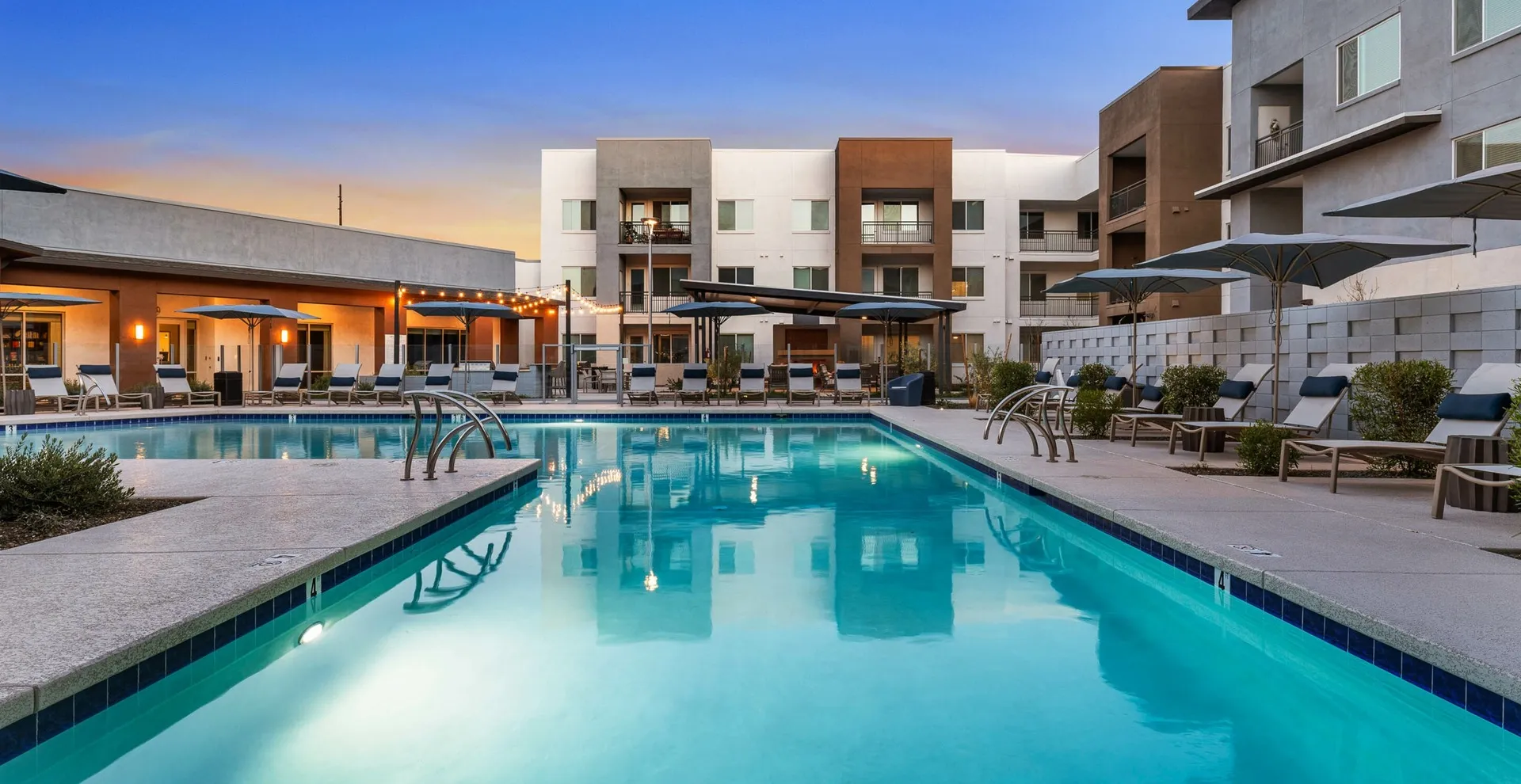 Pool Courtyard with building surrounding